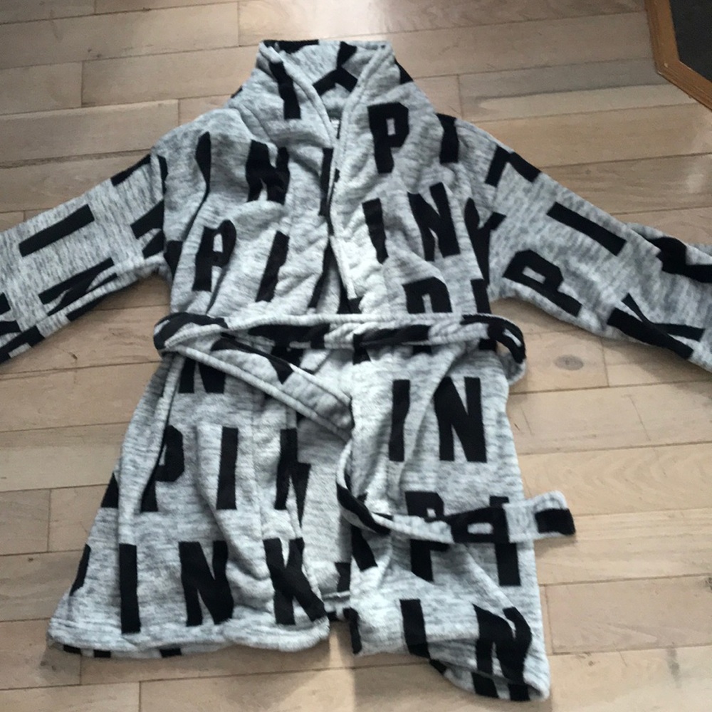 Gray PINK fuzzy robe